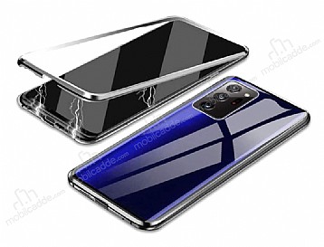 Dafoni Magnet Glass Samsung Galaxy Note 20 Ultra 360 Derece Koruma Cam Silver Klf