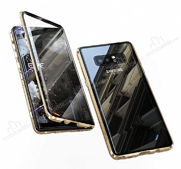 Dafoni Magnet Glass Samsung Galaxy Note 8 360 Derece Koruma Cam Gold Klf
