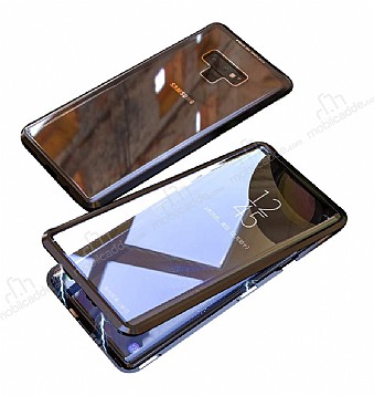 Dafoni Magnet Glass Samsung Galaxy Note 9 360 Derece Koruma Cam Siyah Klf