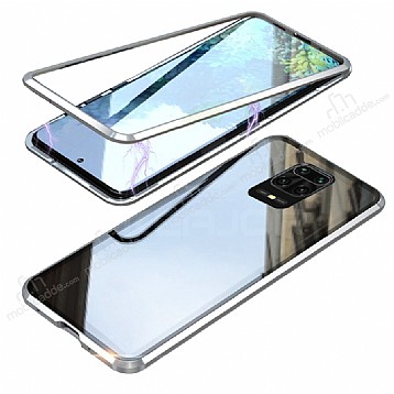 Dafoni Magnet Glass Xiaomi Redmi Note 9 Pro 360 Derece Koruma Cam Silver Klf