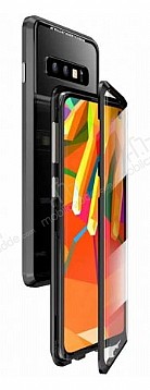 Dafoni Magnet Glass Samsung Galaxy S10 360 Derece Koruma Cam Siyah Klf