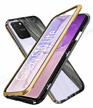 Dafoni Magnet Glass Samsung Galaxy S10 Lite 360 Derece Koruma Cam Gold Klf