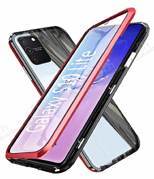 Dafoni Magnet Glass Samsung Galaxy S10 Lite 360 Derece Koruma Cam Krmz Klf