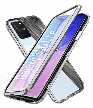 Dafoni Magnet Glass Samsung Galaxy S10 Lite 360 Derece Koruma Cam Silver Klf