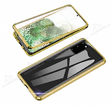 Dafoni Magnet Glass Samsung Galaxy S20 360 Derece Koruma Cam Gold Klf