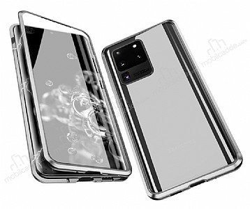 Dafoni Magnet Glass Samsung Galaxy S20 Ultra 360 Derece Koruma Cam Silver Klf