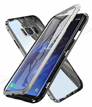 Dafoni Magnet Glass Samsung Galaxy S8 360 Derece Koruma Cam Silver Klf