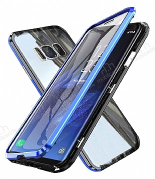 Dafoni Magnet Glass Samsung Galaxy S8 Plus 360 Derece Koruma Cam Lacivert Klf