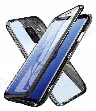 Dafoni Magnet Glass Samsung Galaxy S9 360 Derece Koruma Cam Siyah Klf
