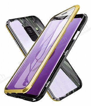 Dafoni Magnet Glass Samsung Galaxy S9 360 Derece Koruma Cam Gold Klf