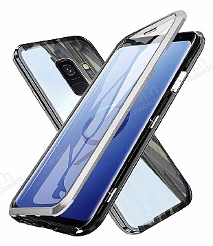 Dafoni Magnet Glass Samsung Galaxy S9 360 Derece Koruma Cam Silver Klf