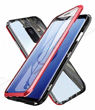 Dafoni Magnet Glass Samsung Galaxy S9 360 Derece Koruma Cam Krmz Klf