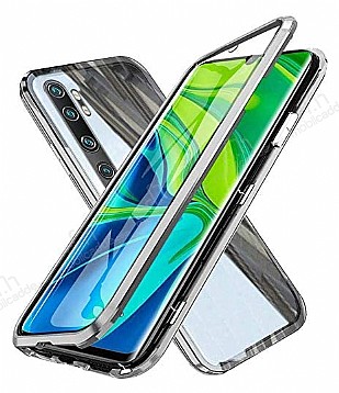 Dafoni Magnet Glass Xiaomi Mi Note 10 360 Derece Koruma Cam Silver Klf