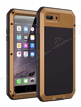 Dafoni Metal Armor iPhone 7 Plus / 8 Plus 360 Derece Koruma Gold Klf