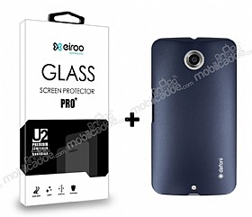 Dafoni Motorola Nexus 6 Dark Silver Klf ve Eiroo Cam Ekran Koruyucu Seti