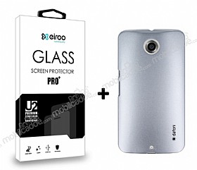 Dafoni Motorola Nexus 6 Silver Klf ve Eiroo Cam Ekran Koruyucu Seti
