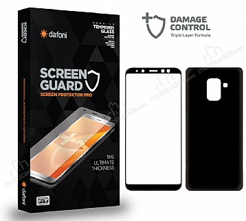 Dafoni Samsung Galaxy A8 2018 Full Darbe Emici Siyah n+Arka Ekran Koruyucu Film