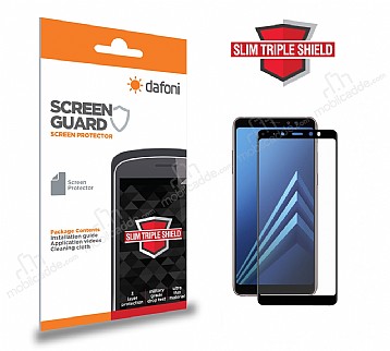 Dafoni Samsung Galaxy A8 2018 Full Slim Triple Shield Siyah Ekran Koruyucu