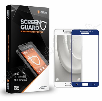 Dafoni Samsung Galaxy C5 Pro Tempered Glass Premium Full Lacivert Cam Ekran Koruyucu