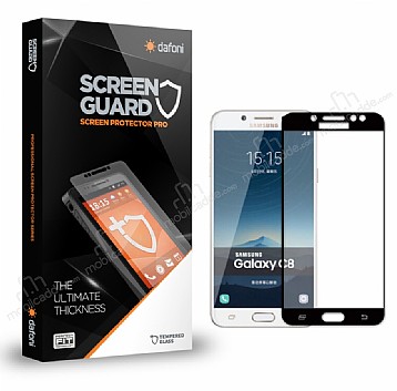 Dafoni Samsung Galaxy C8 Tempered Glass Premium Full Siyah Cam Ekran Koruyucu