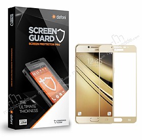 Dafoni Samsung Galaxy C9 Pro Tempered Glass Premium Gold Full Cam Ekran Koruyucu