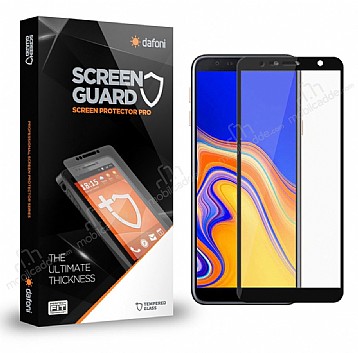 Dafoni Samsung Galaxy J4 Plus Tempered Glass Premium Full Siyah Cam Ekran Koruyucu