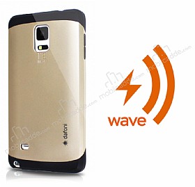Dafoni Samsung Galaxy Note 4 Wave Slim Power Kablosuz Sarj Eden Gold Klf