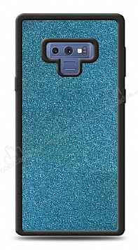 Dafoni Samsung Galaxy Note 9 Silikon Kenarl Simli Mavi Klf