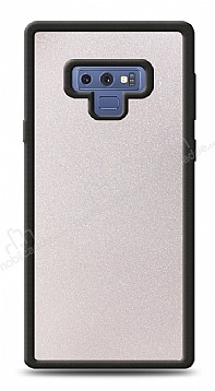 Dafoni Samsung Galaxy Note 9 Silikon Kenarl Simli Beyaz Klf