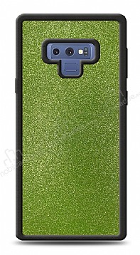 Dafoni Samsung Galaxy Note 9 Silikon Kenarl Simli Yeil Klf