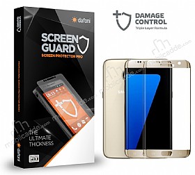 Dafoni Samsung Galaxy S7 Edge Curve Darbe Emici Gold n+Arka Ekran Koruyucu Film