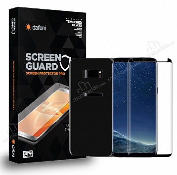 Dafoni Samsung Galaxy S8 n + Arka Curve Tempered Glass Premium Siyah Cam Ekran Koruyucu