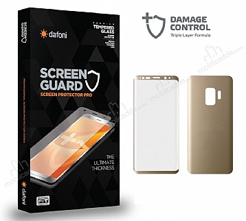 Dafoni Samsung Galaxy S9 Curve Darbe Emici Gold n+Arka Ekran Koruyucu Film