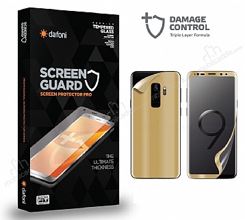 Dafoni Samsung Galaxy S9 Plus Curve Darbe Emici Gold n+Arka Ekran Koruyucu Film