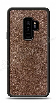 Dafoni Samsung Galaxy S9 Plus Silikon Kenarl Simli Kahverengi Klf