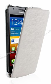 Eiroo Samsung i9100 Galaxy S2 Kapakl Lx Beyaz Deri Klf