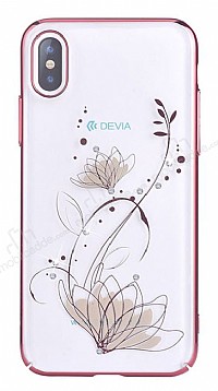 Devia Crystal Lotus iPhone X / XS Swarovski Tal Rose Gold Rubber Klf