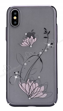 Devia Crystal Lotus iPhone X / XS Swarovski Tal Siyah Rubber Klf