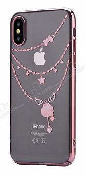 Devia Crystal Shell iPhone X / XS Swarovski Tal Rose Gold Rubber Klf