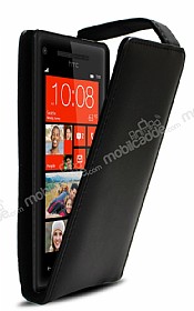 Doormoon HTC Windows Phone 8x Siyah Kapakl Deri Klf