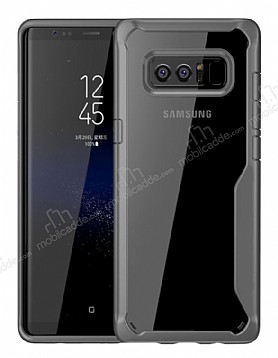 Eiroo Acrylic Hybrid Samsung Galaxy Note 8 Gri Kenarl effaf Rubber Klf