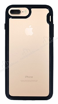 Eiroo Bumper Hybrid iPhone 6 Plus / 6S Plus / 7 Plus / 8 Plus Siyah Kenarl effaf Rubber Klf