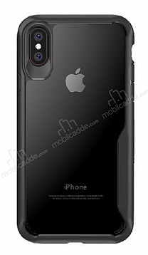 Eiroo Acrylic Hybrid iPhone X / XS Siyah Kenarl effaf Rubber Klf