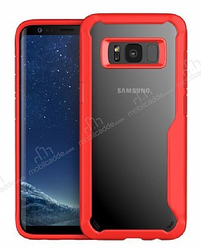 Eiroo Acrylic Hybrid Samsung Galaxy S8 Plus Krmz Kenarl effaf Rubber Klf
