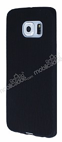 Eiroo Air Spring Samsung Galaxy S6 Edge izgili Siyah Silikon Klf