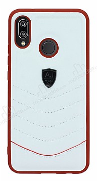 Eiroo AJ Classic Huawei P20 Lite Deri Beyaz Rubber Klf