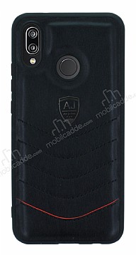 Eiroo AJ Classic Huawei P20 Lite Deri Siyah Rubber Klf