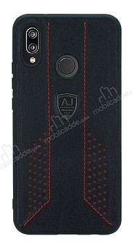 Eiroo AJ Retro Huawei P20 Lite Deri Siyah Rubber Klf