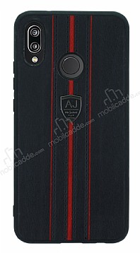 Eiroo AJ Sport Huawei P20 Lite Deri Siyah Rubber Klf