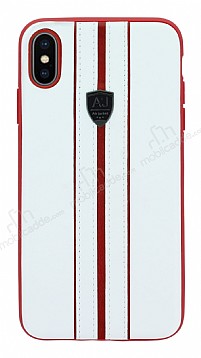 Eiroo AJ Sport iPhone X / XS Deri Beyaz Rubber Klf